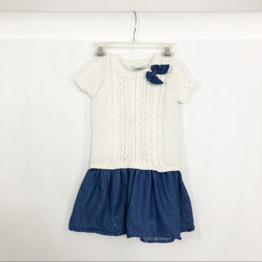 Chelsea’s Corner Cableknit Chambray Little Girls Dress, Size Youth Medium